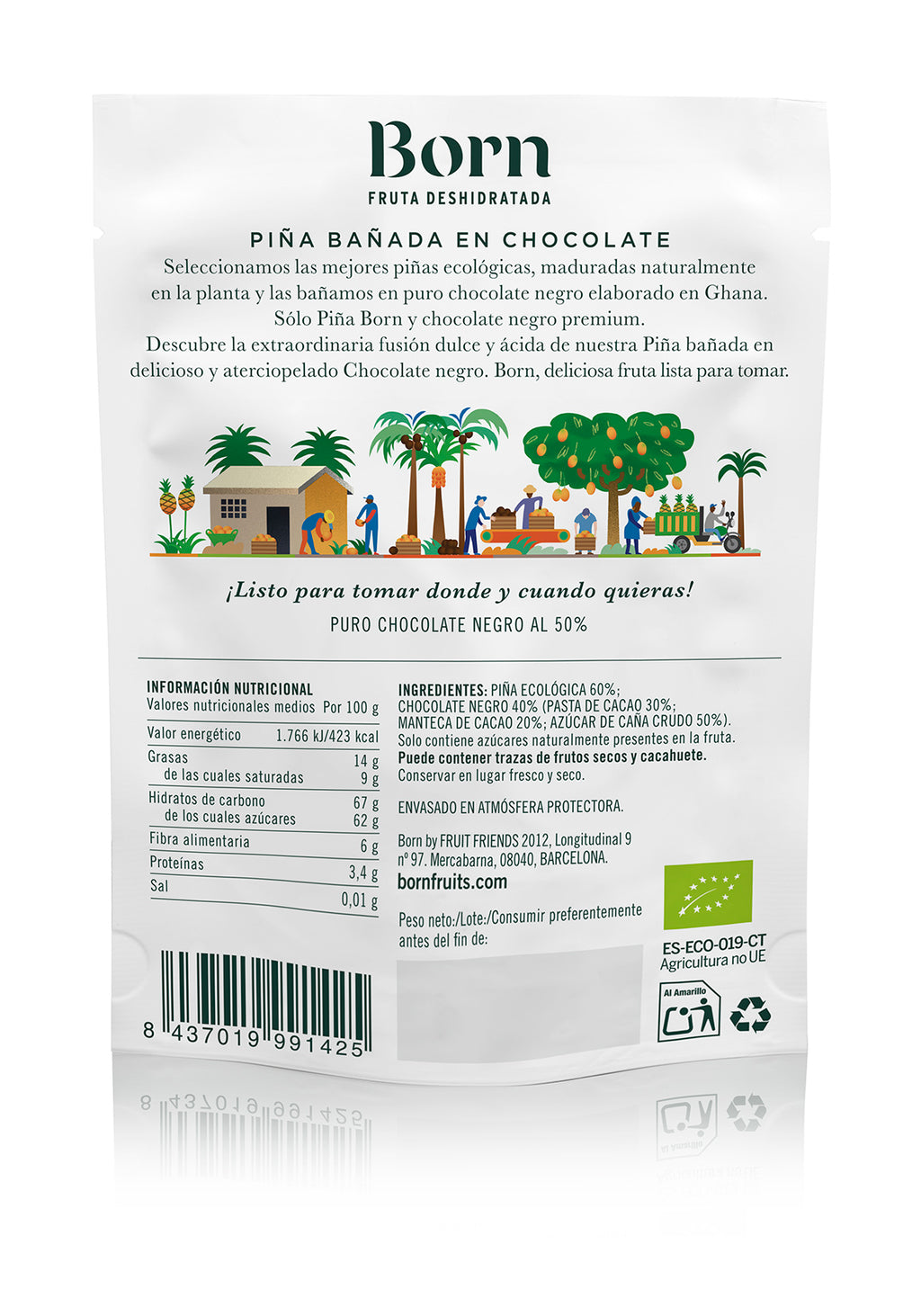 PIÑA ECO CON CHOCOLATE NEGRO | PACK 6 × 40g
